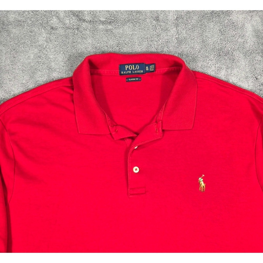 Polo Ralph Lauren Polo Shirt Mens XL Red Excellent Classic Fit Short Sleeve Logo - Picture 3 of 13